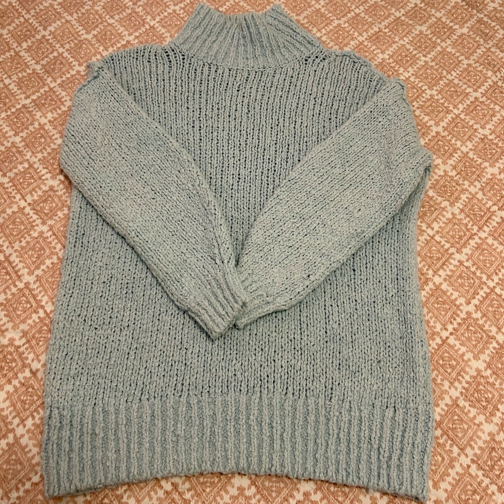 Anthropologie Light Blue Oversized Knit Sweater Size X-Small
